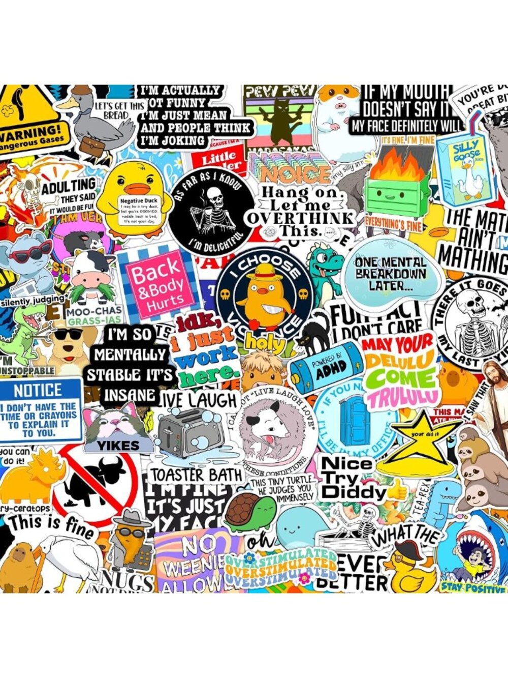 400 Funny Waterproof Stickers for Adults - Cool Sarcastic Humor for Laptops